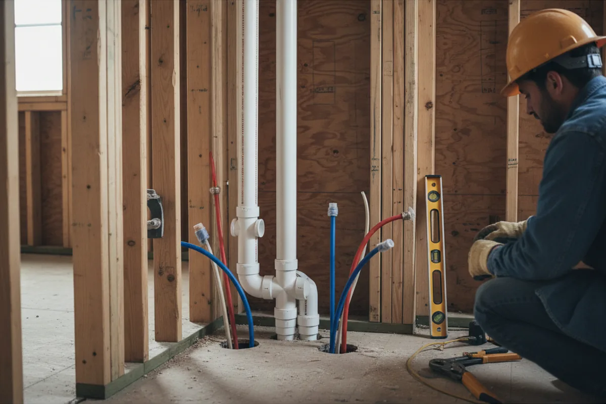 Drain and supply rough-in during Leak Detection in Sumpter