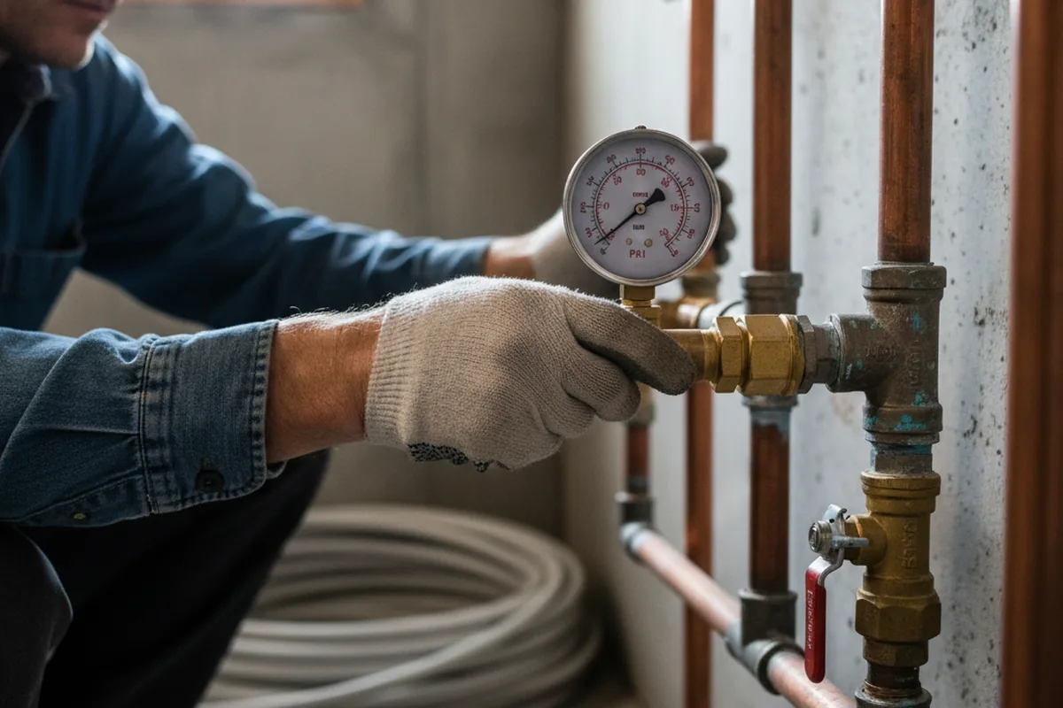 Pressure testing a repaired line during Water Line Repair in Sumpter